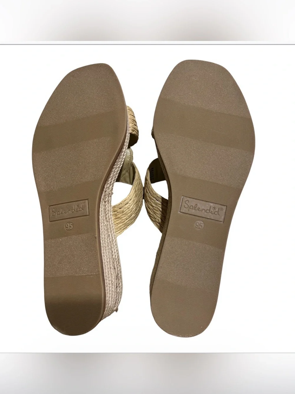 Splendid Women's Daria Wedge Sandal in natural raffia, Size 9.5